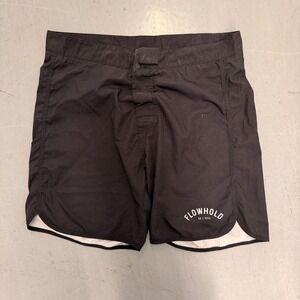 Flowhold Mens Black 4-Way Stretch Training BJJ MMA Grappling Shorts Size S